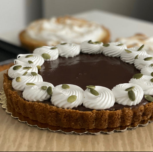 Chocolate Salted Caramel Pumpkin & Cheesecake Pie